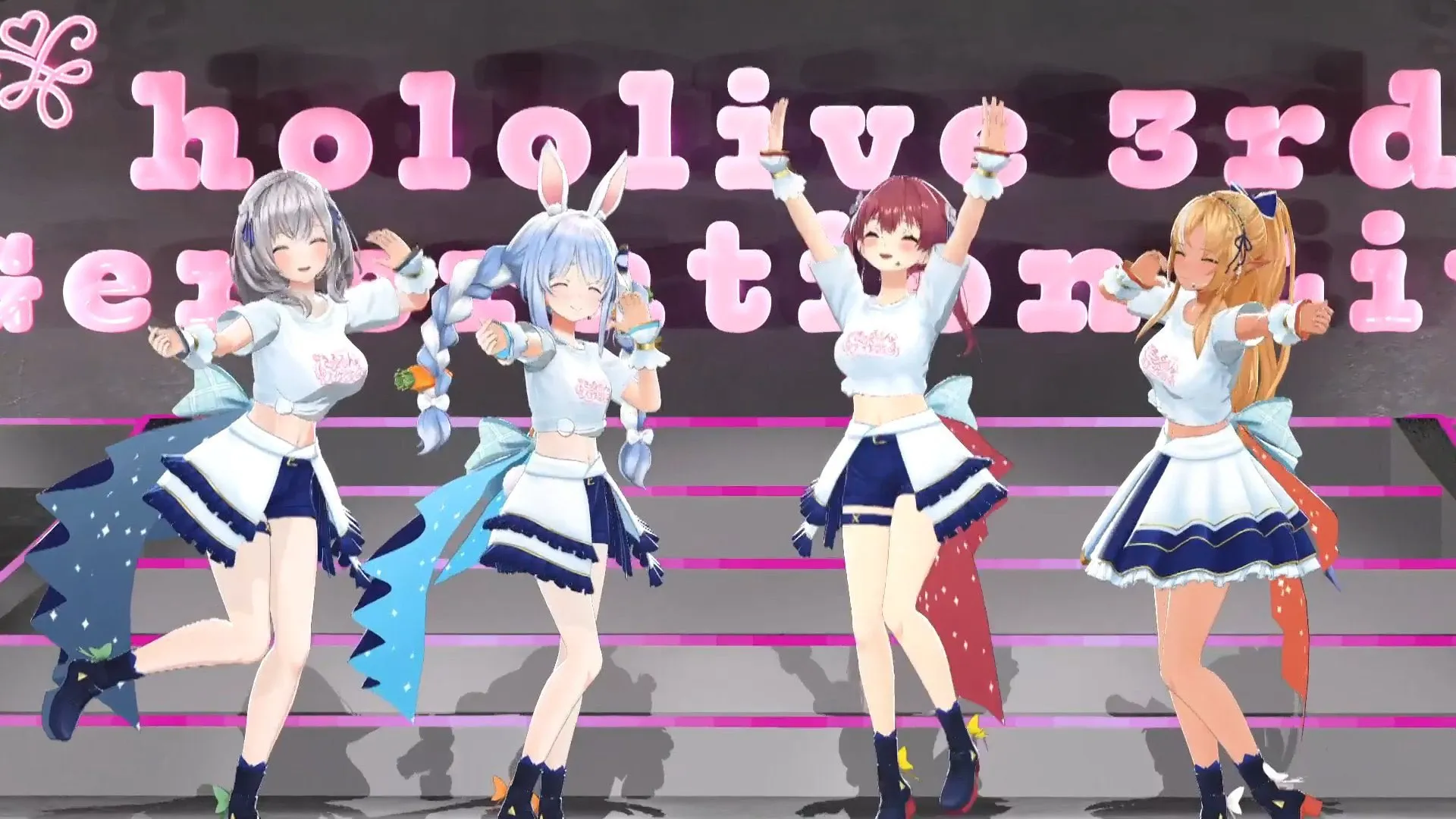 きゅるるん大作戦 hololive 3rd Generation Celebration Live 4人グループダンスのアニメ映像。